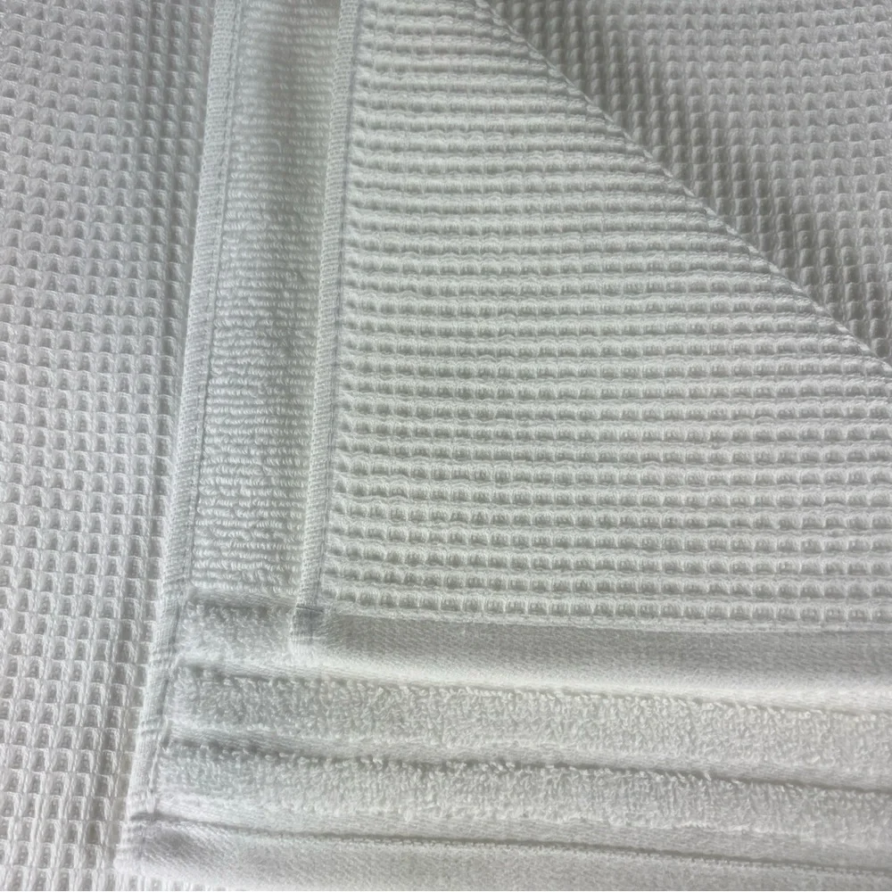 2 Pc Hotel Balfour Oversized Bath Towel Set White Waffle 100% Cotton NEW